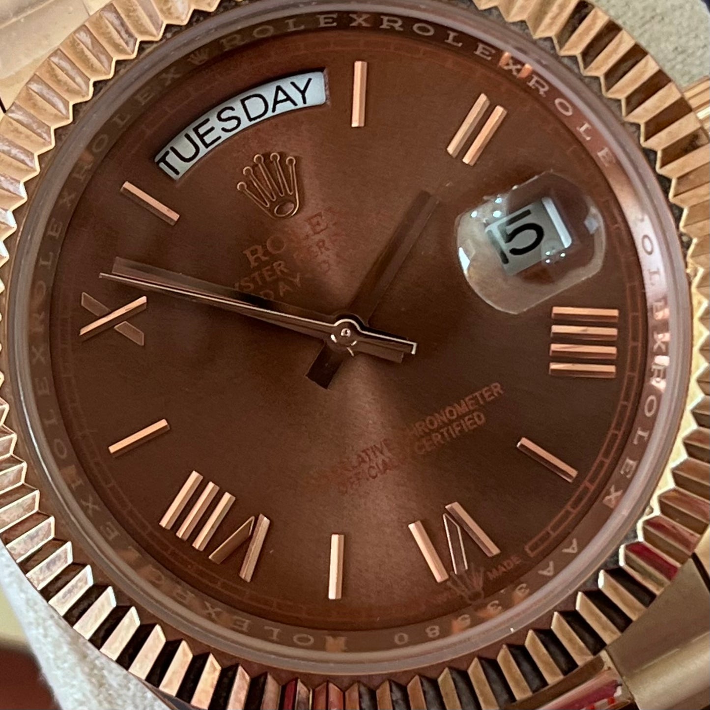 Montre rlx DAYDATE ROSE GOLD CHOCOLATE mecanique AAA