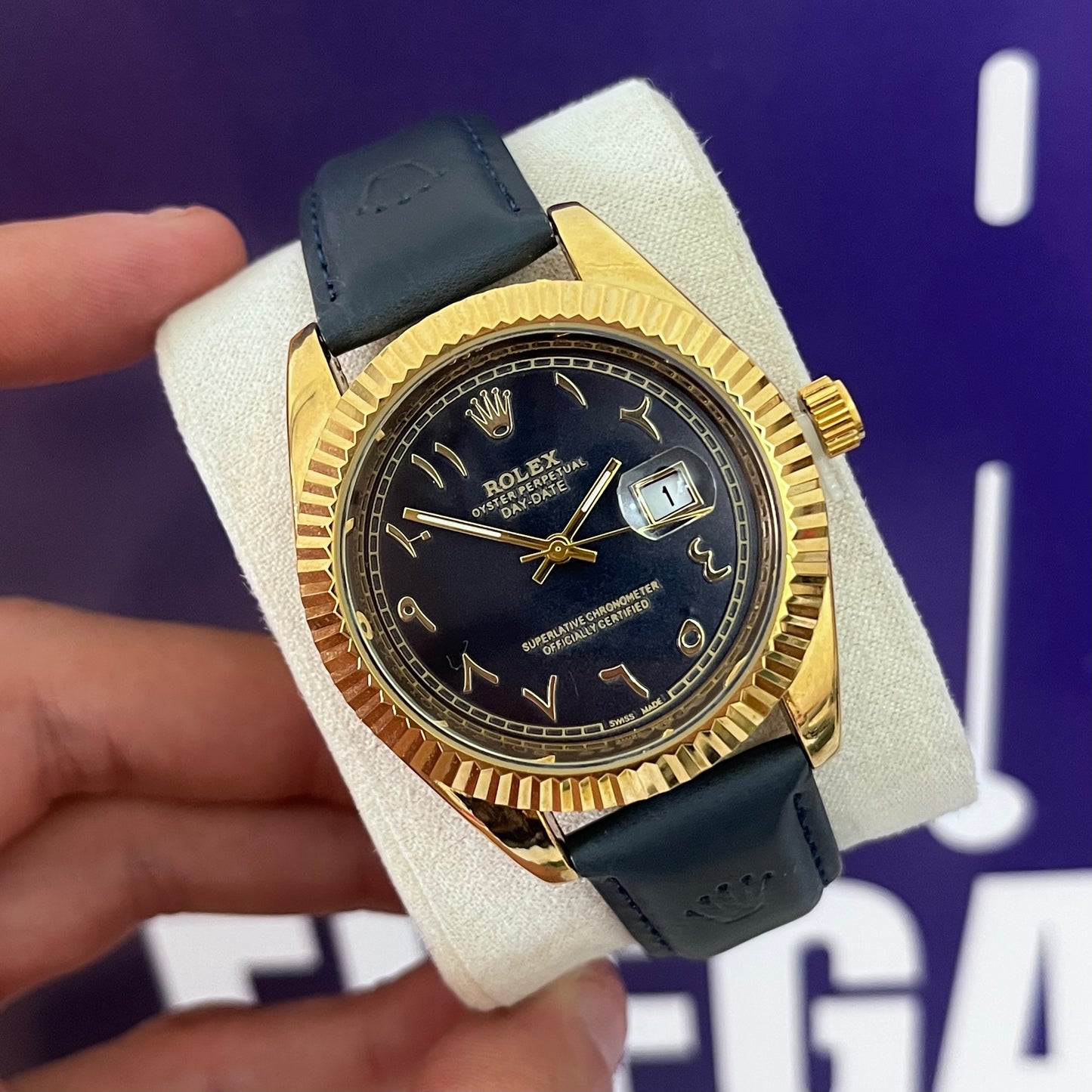 Montre rlx bracelet cuire INDEAN NUMBER