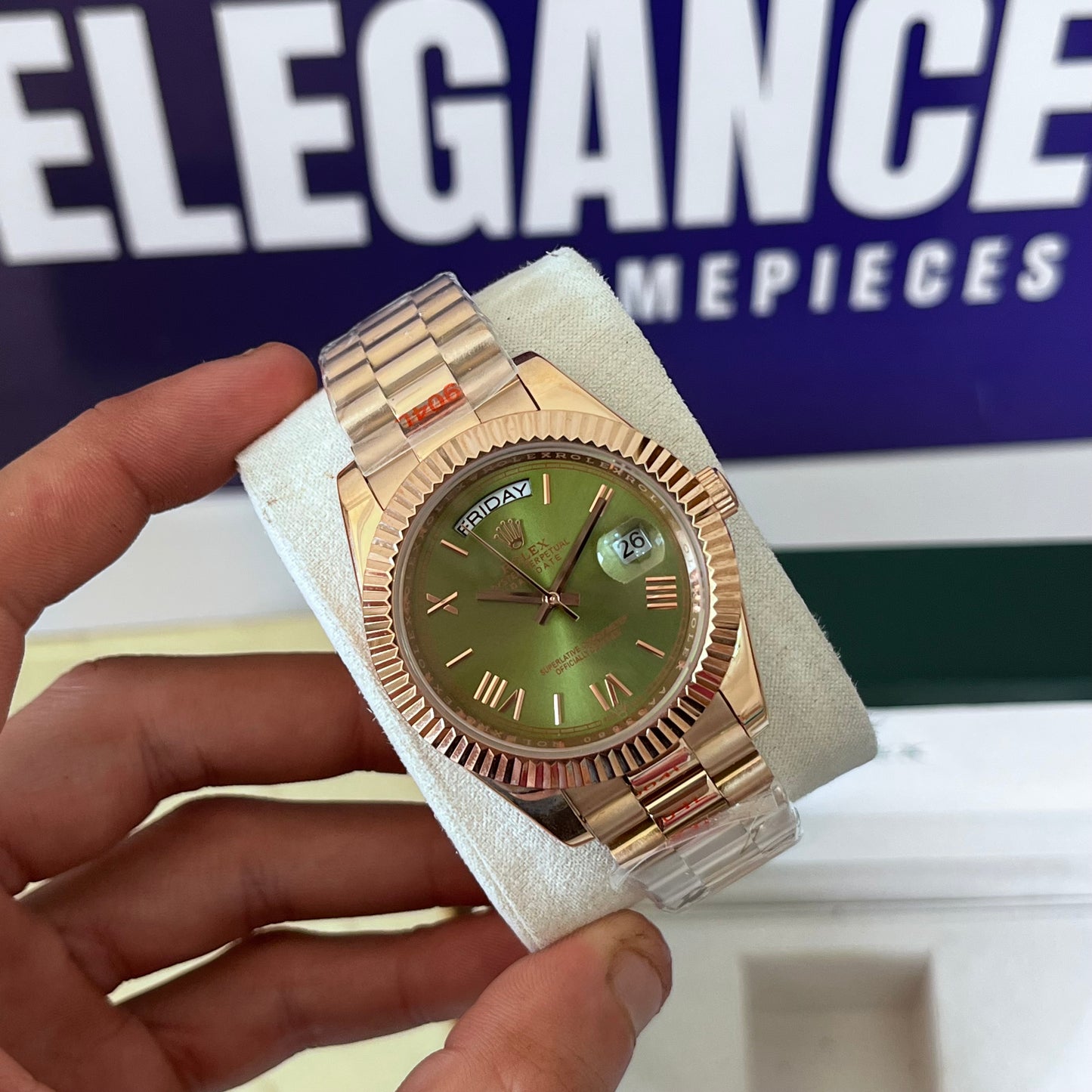 Montre rlx DAYDATE ROSE GOLD GREEN mecanique AAA