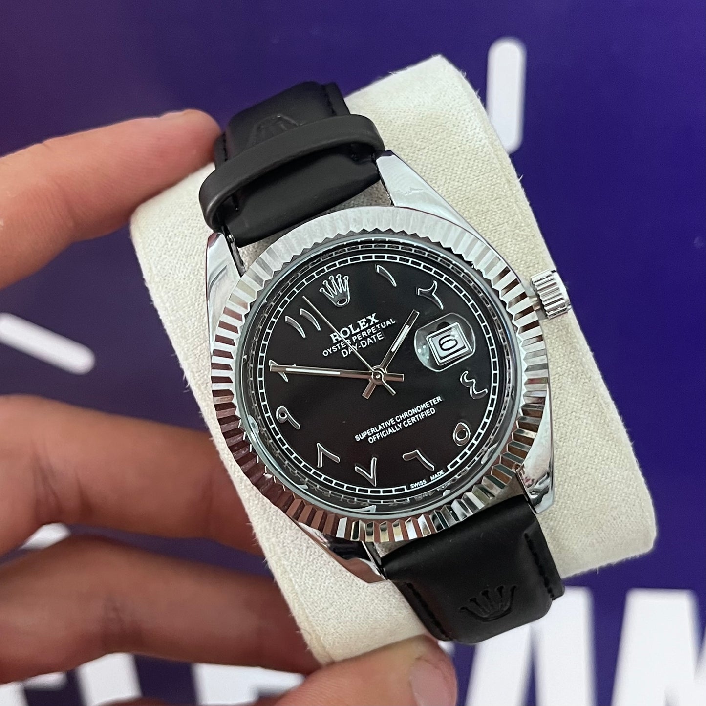 Montre rlx bracelet cuire INDEAN NUMBER