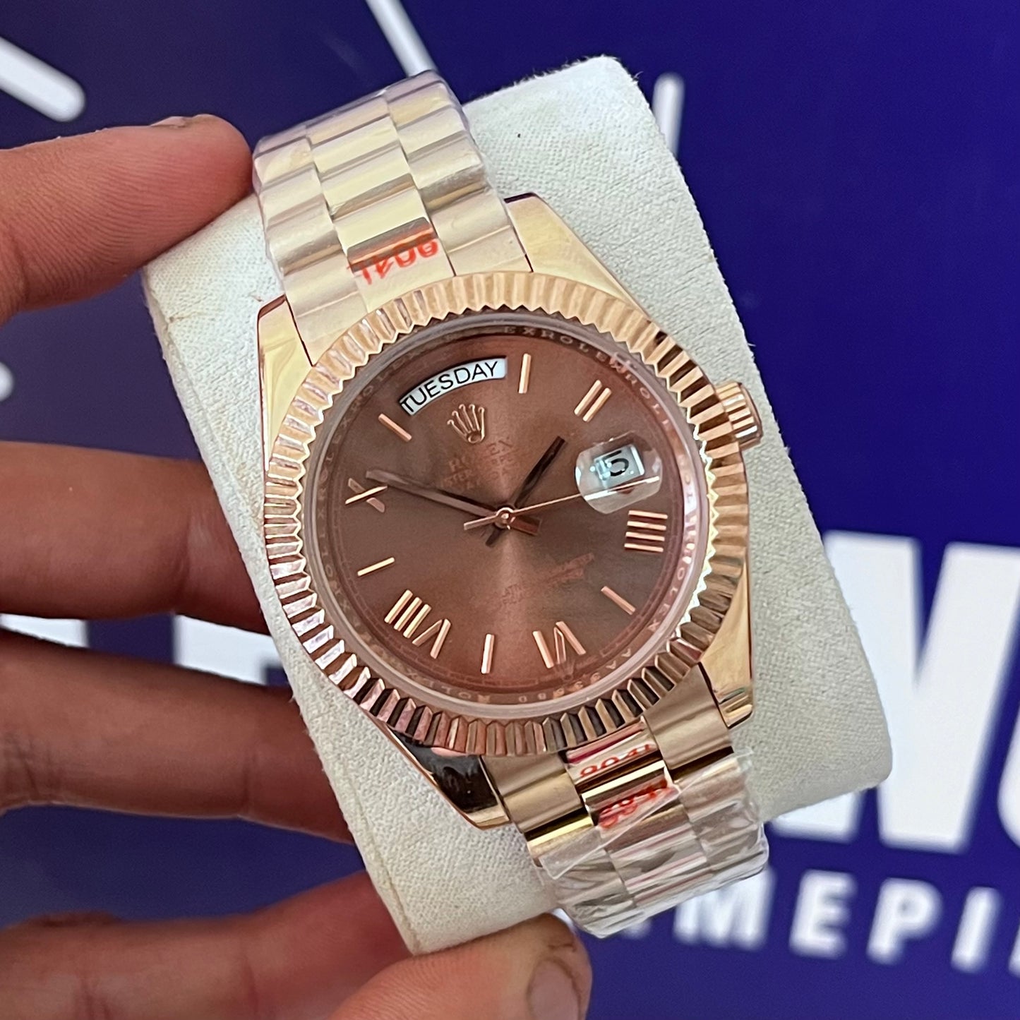 Montre rlx DAYDATE ROSE GOLD CHOCOLATE mecanique AAA