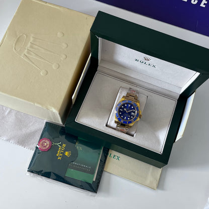 Montre rlx SUB mecanique GOLD BLEU HAUTE GAMME