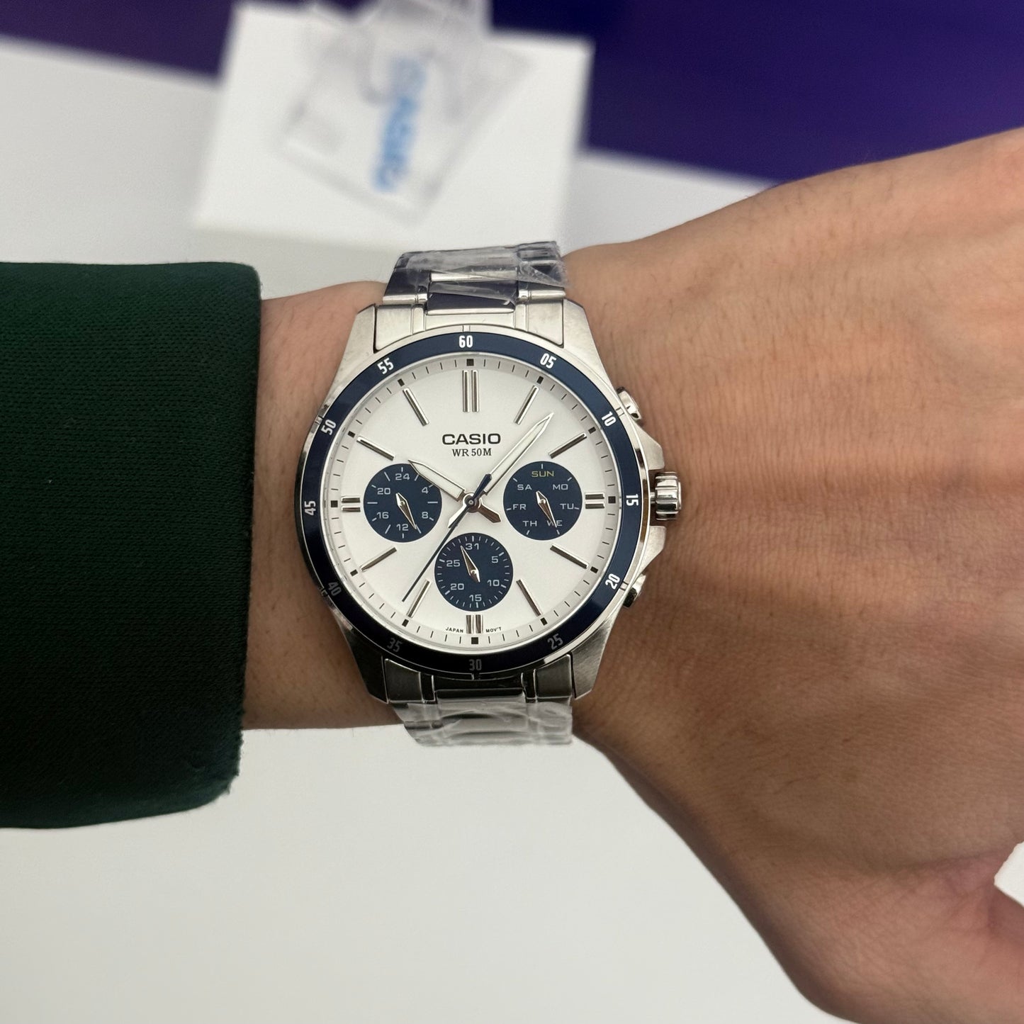 CASIO MTP 5374 WHITE & BLEU ORIGINAL